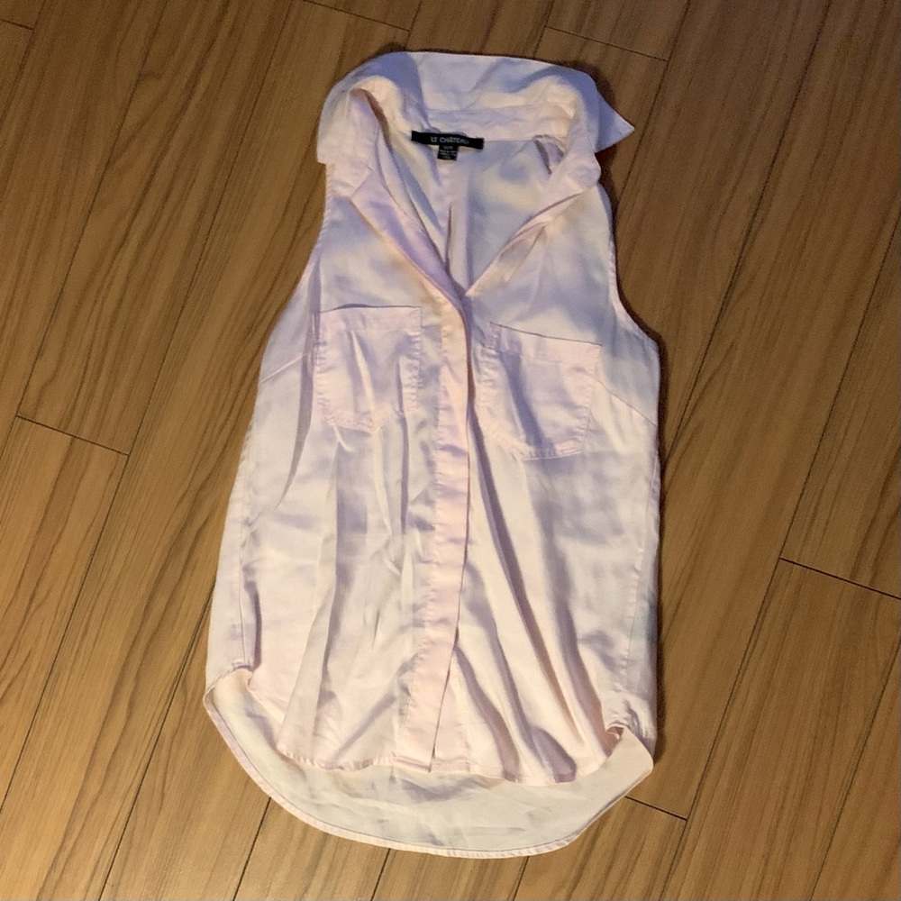 NWOT Pale pink sleeveless oversized high low shirt
